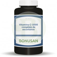 Vitamina C-1000 Complejo de Ascorbatos 200 Tabletas Bonusan