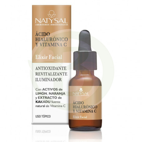 Elixir Facial de Ácido Hialurónico y Vitamina C 15Ml. Natysal