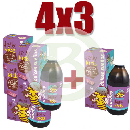 Pack 4x3 Jelly Kids Dulces Sueños 250Ml. Eladiet