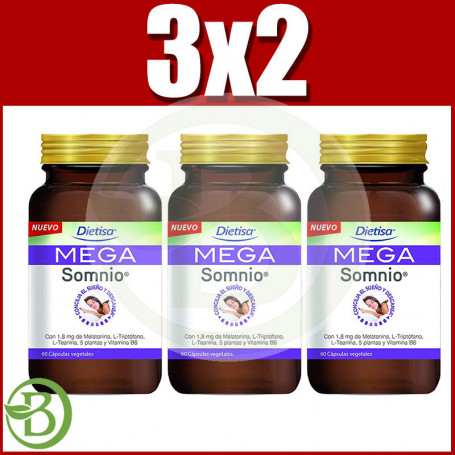 Pack 3x2 Mega Somnio 60 Comprimidos Dietisa