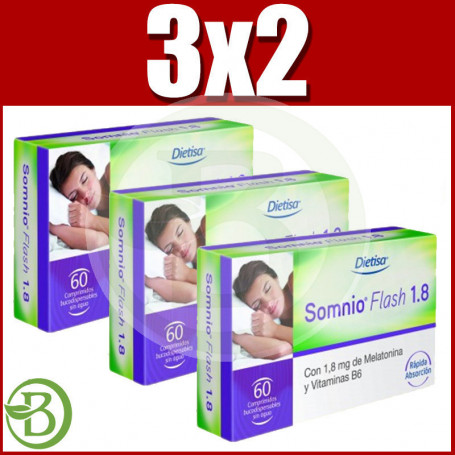 Pack 3x2 Somnio Flash 60 Comprimidos Dietisa