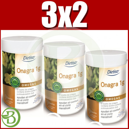 Pack 3x2 Onagra 1Gr. 120 Perlas Dietisa