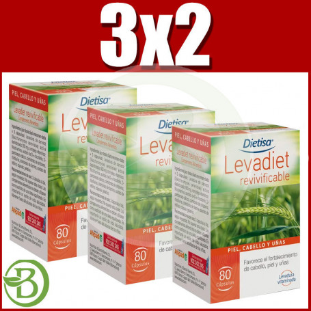 Pack 3x2 Levadiet Revivificable 80 Cápsulas Dietisa