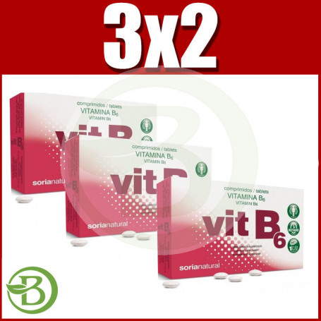 Pack 3x2 Vitamina B6 48 Comprimidos Soria Natural