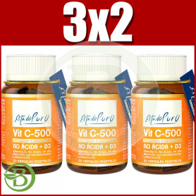Pack 3x2 Vitamina C 500 No Ácida 60 Cápsulas Estado Puro