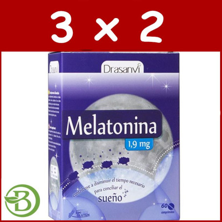 Pack 3x2 Melatonina 60 Comprimidos 1,9Mg. Drasanvi