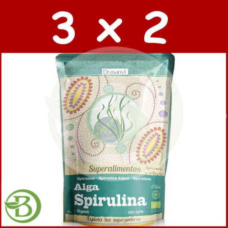 Pack 3x2 Alga Spirulina Bio 100Gr. Drasanvi
