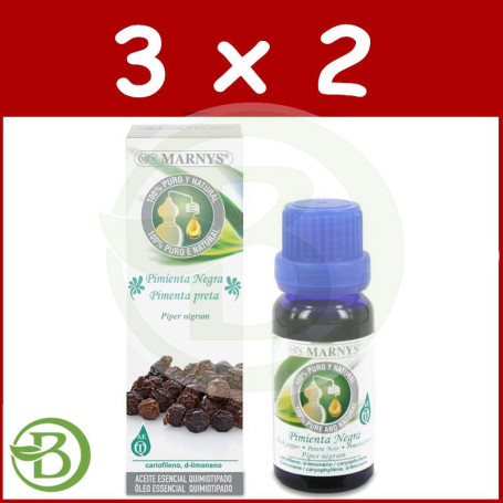 Pack 3x2 Aceite Esencial Alimentario de Pimienta Negra 15Ml. Marnys