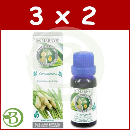 Pack 3x2 Aceite Esencial Alimentario de Lemongrass 15Ml. Marnys
