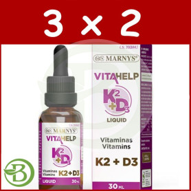 Pack 3x2 Vitahelp K2 con D3 30Ml Marnys