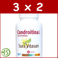 Pack 3x2 Condroitina y Glucosamina 60 Cápsulas Sura Vitasan