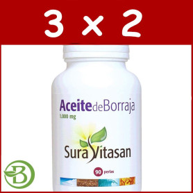 Pack 3x2 Aceite de Borraja 90 Perlas Sura Vitasan