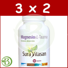 Pack 3x2 Magnesio y L-Taurina 90 Cápsulas Sura Vitasan
