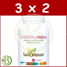 Pack 3x2 Ácido Fólico Activo 60 Comprimidos Sura Vitasan