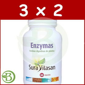 Pack 3x2 Enzymas Vegetales 60 Cápsulas Sura Vitasan