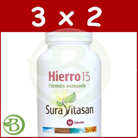 Pack 3x2 Hierro 15 90 Cápsulas Sura Vitasan