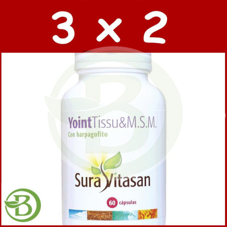 Pack 3x2 Yoint Tissu y MSM con Harpagofito 60 Cápsulas Sura Vitasan