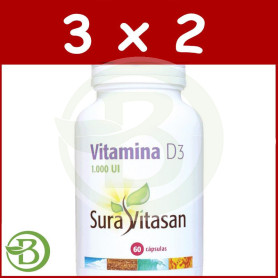 Pack 3x2 Vitamina D3 60 Cápsulas Sura Vitasan