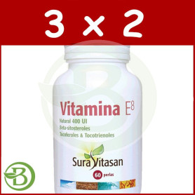 Pack 3x2 Vitamina E8 400U.I. 60 Perlas Sura Vitasan