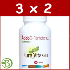 Pack 3x2 Ácido D-Pantoténico 100 Cápsulas Sura Vitasan