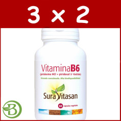 Pack 3x2 Vitamina B6 60 Cápsulas Sura Vitasan