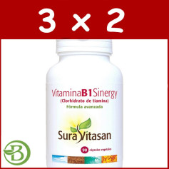 Pack 3x2 Vitamina B1 Sinergy 90 Cápsulas Sura Vitasan