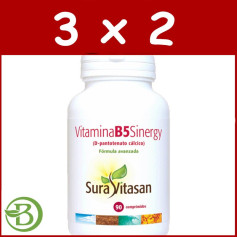 Pack 3x2 Vitamina B5 Sinergy 90 Cápsulas Sura Vitasan
