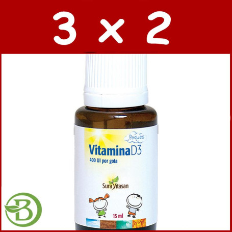 Pack 3x2 Vitamina D3 Peques 15Ml. Sura Vitasan