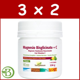 Pack 3x2 Magnesio Bisglicinato + C 226Gr Sura Vitasan