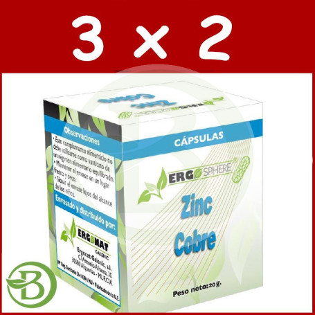 Pack 3x2 Ergosphere Zinc-Cobre 50 Cápsulas Ergonat