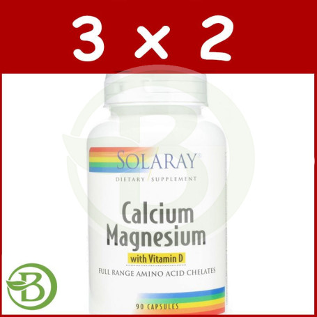 Pack 3x2 Calcium y Magnesium 90 Cápsulas Solaray