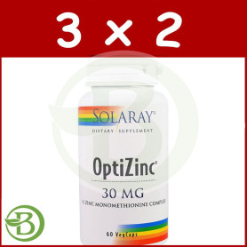 Pack 3x2 Optizinc (Zn+B6) 60 Cápsulas Solaray