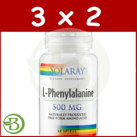 Pack 3x2 L-Phenylalanine 500Mg. 60 Cápsulas Solaray