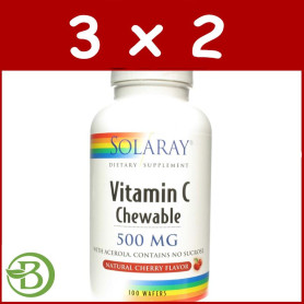Pack 3x2 Vitamina C 500Mg. 100 Comprimidos Masticables Solaray