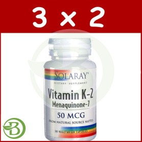 Pack 3x2 Vitamina K2 30 Cápsulas Solaray
