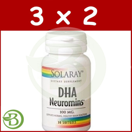 Pack 3x2 DHA Neuromins 100Mg. 30 Perlas Solaray