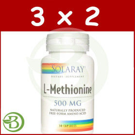 Pack 3x2 L-Methionine 500Mg. 30 Cápsulas Solaray