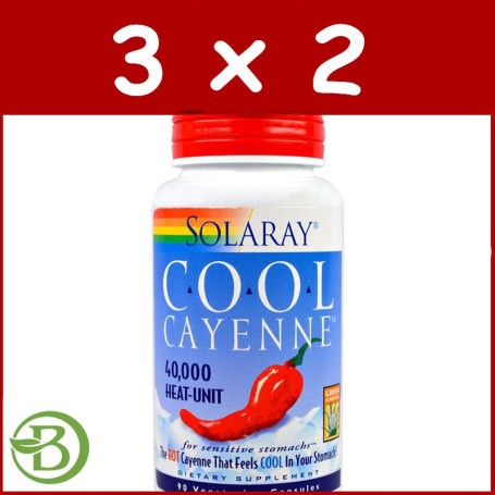 Pack 3x2 Cool Cayenne 60Mg. 90 Cápsulas Solaray