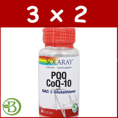 Pack 3x2 Pqq con Q10 30 Cápsulas Solaray