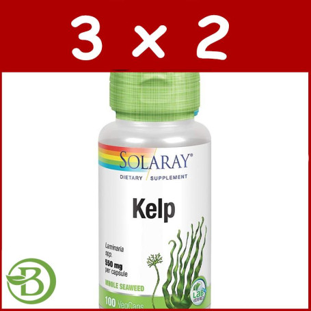 Pack 3x2 Kelp 550Mg. 100 Cápsulas Vegetales Solaray