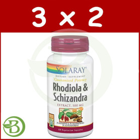 Pack 3x2 Rhodiola & Schizandra 500Mg. 60 Cápsulas Solaray