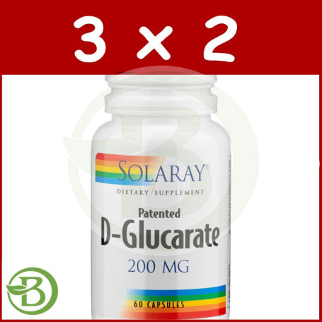 Pack 3x2 D-Glucarate Calcium 400Mg. 60 Cápsulas Solaray