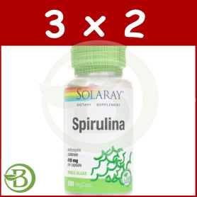 Pack 3x2 Espirulina 410Mg. 100 Cápsulas Solaray