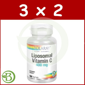 Pack 3x2 Lipo Vitamin C 400Mg. 100 Cápsulas Vegetales Solaray