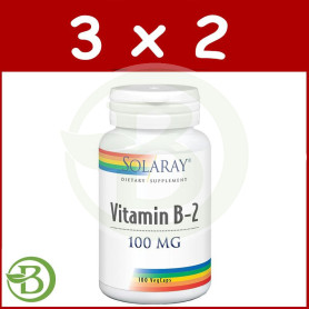 Pack 3x2 Vitamina B2 100Mg. 100 Cápsulas Solaray