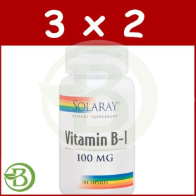 Pack 3x2 Vitamina B1 100Mg. 100 Cápsulas Solaray