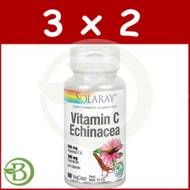 Pack 3x2 Vitamin C con Echinacea 60 Cápsulas Solaray