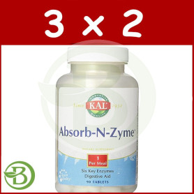 Pack 3x2 Absorb-N. Zyme 90 Comprimidos Kal