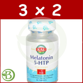 Pack 3x2 Melatonin 1,9Mg. y 5HTP 60 Cápsulas Kal