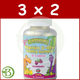 Pack 3x2 Rex Vitamin D-Rex D3 400Ui 90 Dinos Masticables Kal